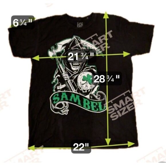 Sons Of Anarchy XL SAMBEL Black Green T-Shirt Grim Reaper & Shamrock Design - Picture 5 of 5